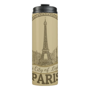 Paris Lights: Vintage Landschaft Postkarte Thermosbecher