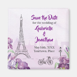 Paris Lila Iris Französisch Save the Date Magnet