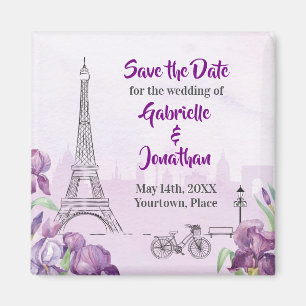 Paris Lila Iris Französisch Save the Date Magnet