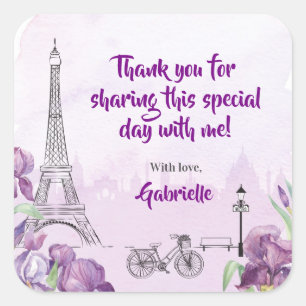Paris Lila Iris French Square Sticker