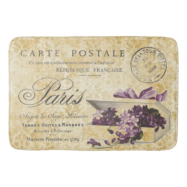 Paris Lilacs Carte Postale Badematte (Vorderseite)