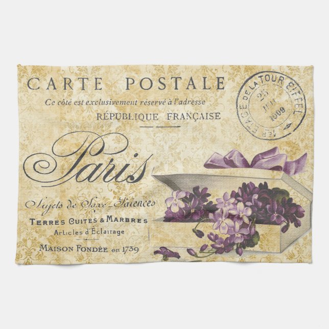 Paris Lilacs Carte Postale Geschirrtuch (Horizontal)