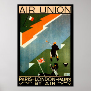 Paris - London - Paris auf dem Luftweg Poster