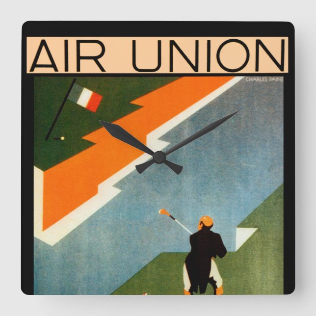 Paris - London - Paris durch Air Quadratische Wanduhr (Vorderseite)