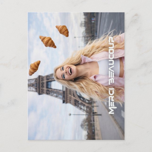 PARIS - LUSTIGE CROISSANTS POSTKARTE (Vorderseite)