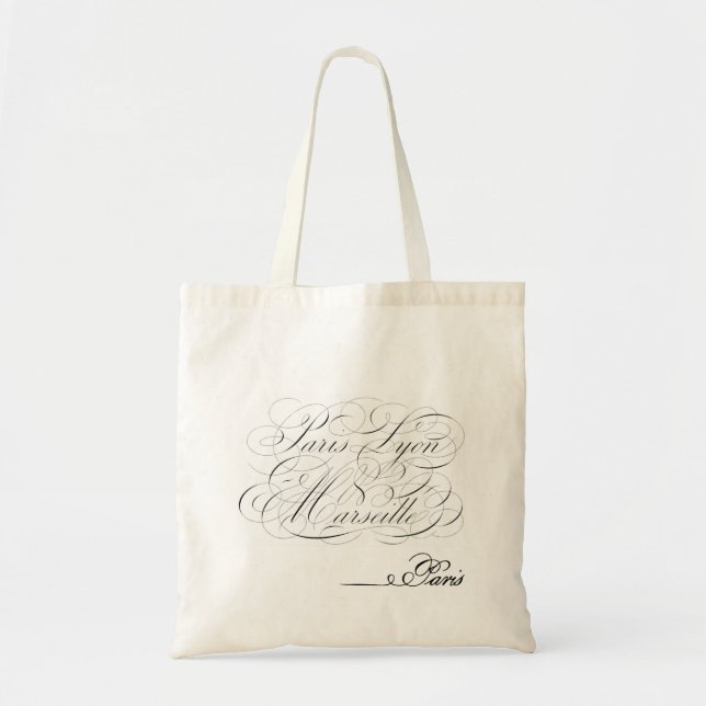 Paris Lyon Marseille Spencerian Script Vintag Bag Tragetasche (Vorne)