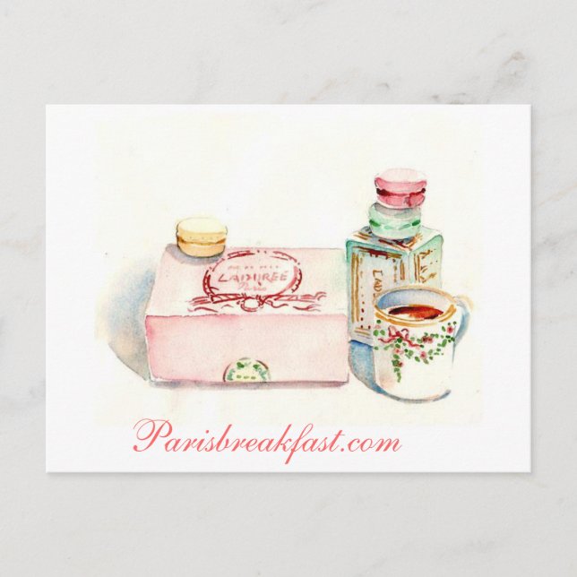 Paris Macaron Box von Carol Gillott Postkarte (Vorderseite)
