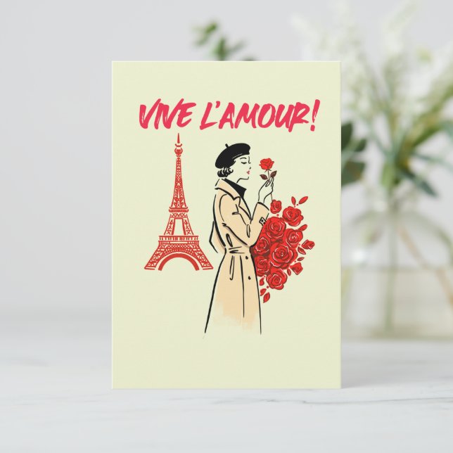 Paris Mädchen Ästhetik – Romantisches Eiffelturm-D Dankeskarte (Stehend Vorderseite)