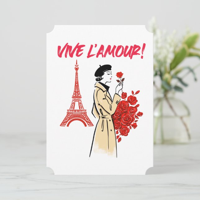 Paris Mädchen Ästhetik – Romantisches Eiffelturm-D Einladung (Stehend Vorderseite)