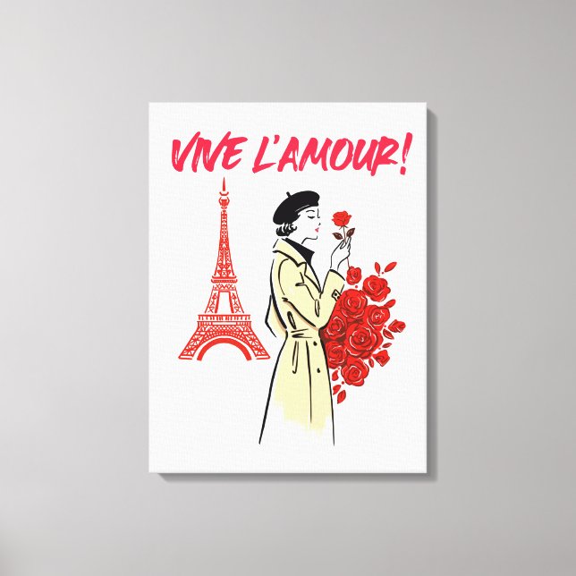 Paris Mädchen Ästhetik – Romantisches Eiffelturm-D Leinwanddruck (Vorderseite)