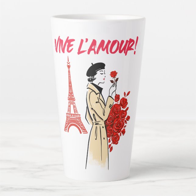 Paris Mädchen Ästhetik – Romantisches Eiffelturm-D Milchtasse (Vorderseite)