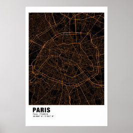 Paris Map Poster - Frankreich Golden Map Style