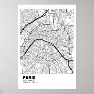 Paris Map Poster - Frankreich - Weiße Karte