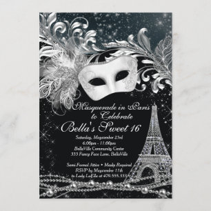 Paris Masquerade Geburtstagsveranstaltungen Party  Einladung