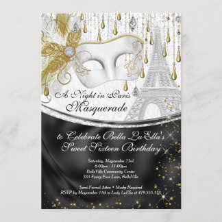 Paris Masquerade Geburtstagsveranstaltungen Party Einladung