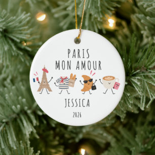 Paris Mein Schatz Personalisiertes Reiseornament Keramik Ornament