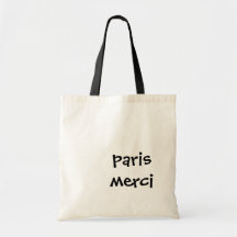 Paris Merci Black and White Tote Bag