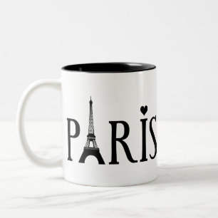 Paris mit Eiffelturm und Liebe Zweifarbige Tasse