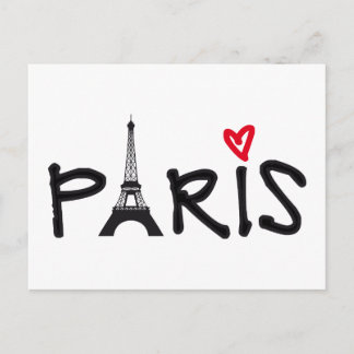 Paris mit Eiffelturm und rotem Herz Postkarte