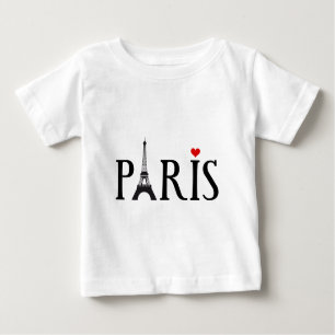 Paris mit Eiffelturm und rotem Herzen Baby T-shirt