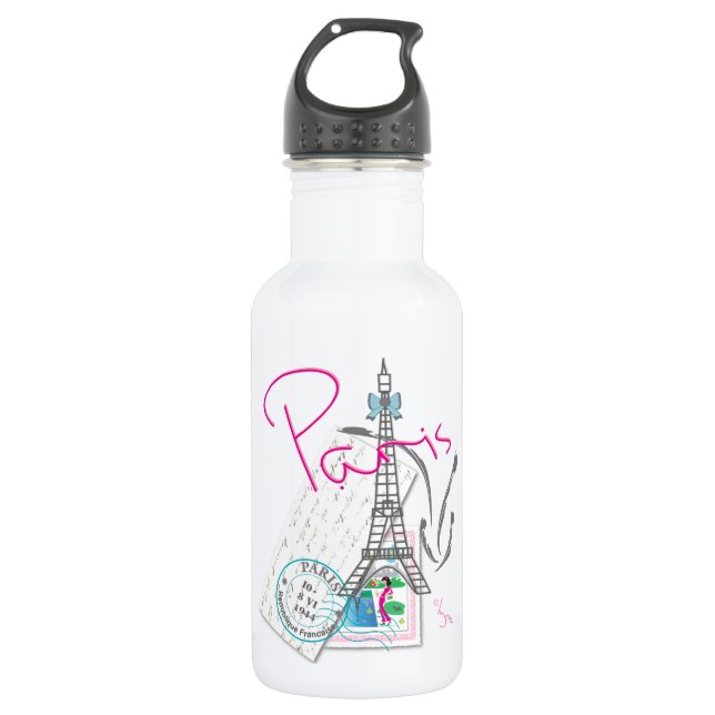Paris mit Liebe Edelstahlflasche (Vorderseite)