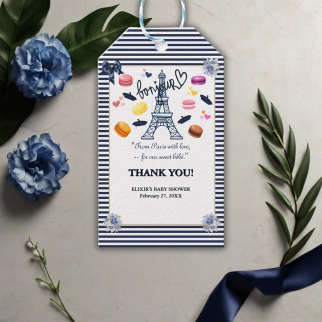 Paris mit Liebe für unsere Sweet Bebe Baby Dusche Geschenkanhänger (Von Creator hochgeladen)