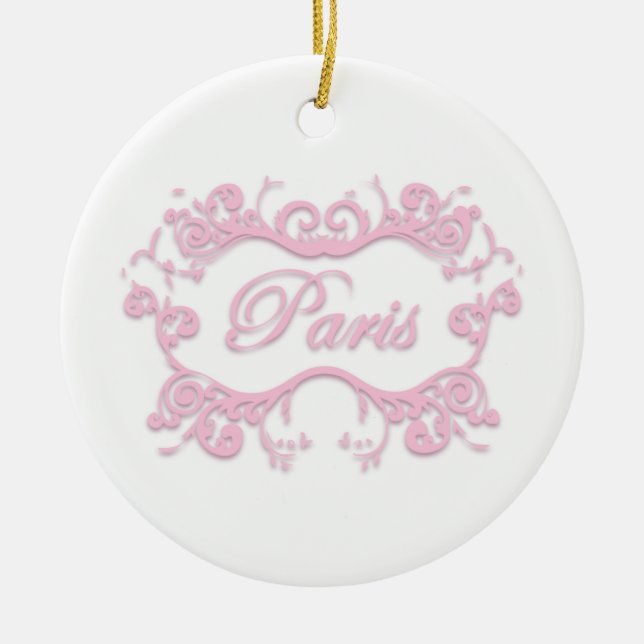 Paris mit Scrolls pink Keramikornament (Vorne)