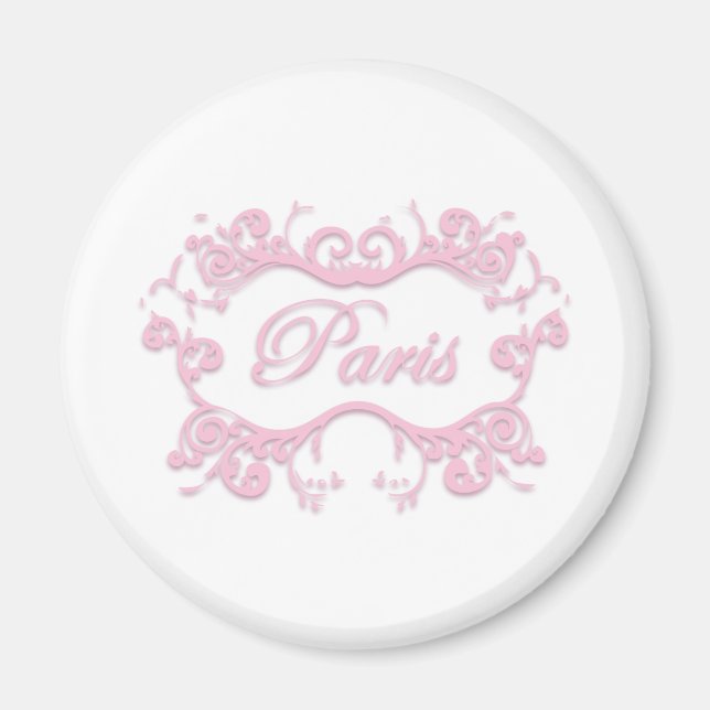 Paris mit Scrolls pink Magnet (Vorne)
