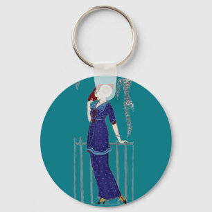 Paris Mode 1920s elegante Dame Schlüsselanhänger