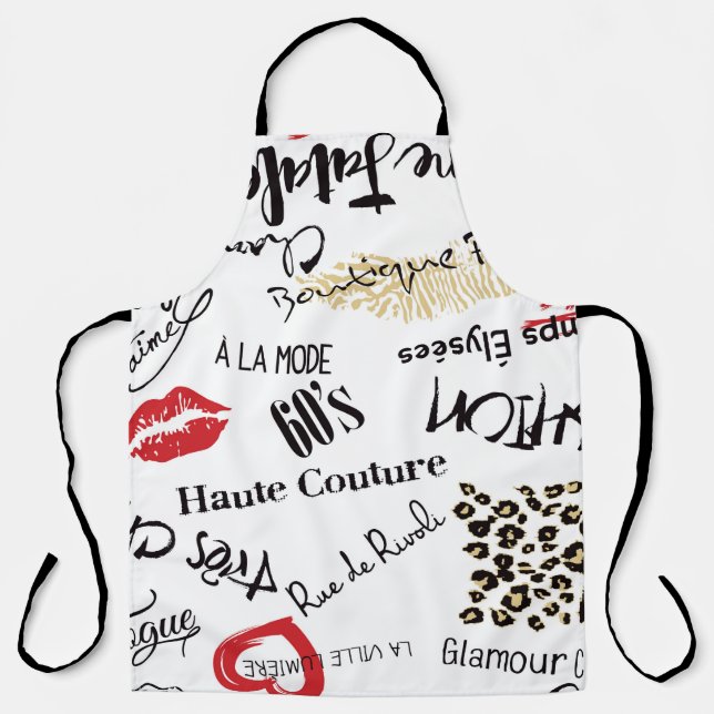 Paris Mode und Glamour nahtloses Muster Schürze (Vorderseite)