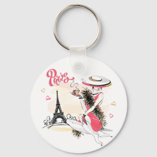 Paris, Mode und Kaffee Schlüsselanhänger