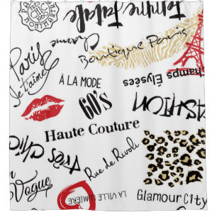 Paris-Mode: Vintages Glamour-Muster. Duschvorhang