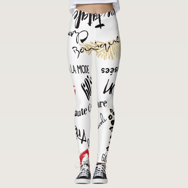 Paris-Mode: Vintages Glamour-Muster. Leggings (Vorderseite)