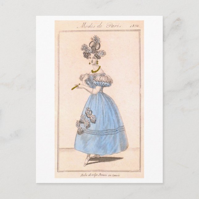 Paris Modedesign 1830 Postkarte (Vorderseite)