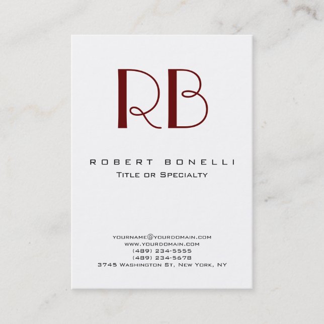 Paris Modern Red Monogram White Business Card Visitenkarte (Vorderseite)