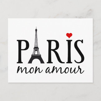 Paris mon amour mit Eiffelturm Postkarte