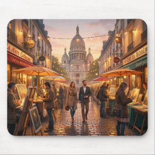 Paris Montmartre Abendmarkt-Mauspad Mousepad