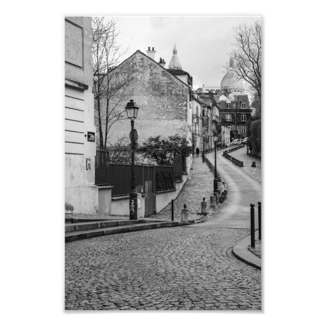 Paris Montmartre Cobble Street Fotodruck (Vorne)