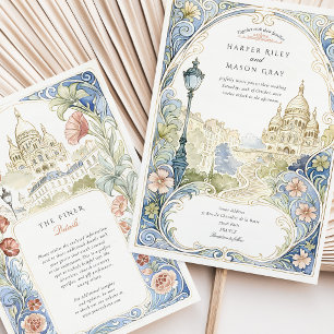 Paris Montmartre Hochzeit Wasserfarben Basilica Einladung