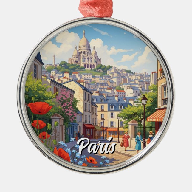 Paris Montmartre Postcard Ornament Aus Metall (Vorne)