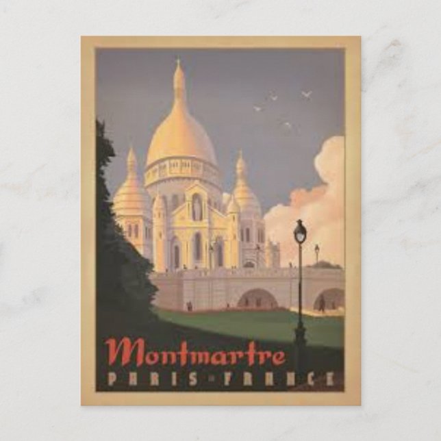 Paris Montmartre Vintag Postkarte (Vorderseite)