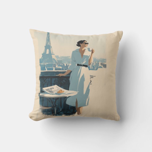 Paris Morning Coffee Elegance Kissen (Vorderseite)