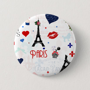 Paris-Muster mit Eiffelturm Button