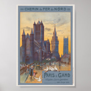 Paris nach Gent Vintage Poster 1892