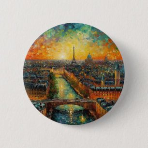 Paris nach Nacht-van-Gogh-Stil Button