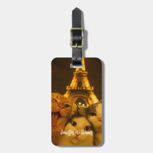 Paris Nacht Katze Selfie Squad Liebhaber           Gepäckanhänger