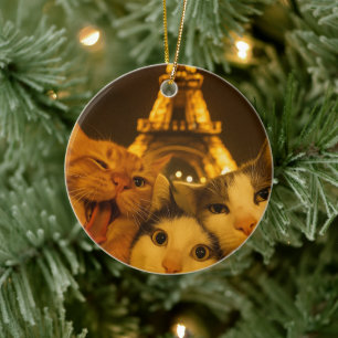    Paris Nacht Katze Selfie Squad Liebhaber        Keramik Ornament