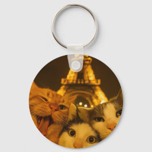 Paris Nacht Katze Selfie Squad Liebhaber Schlüsselanhänger