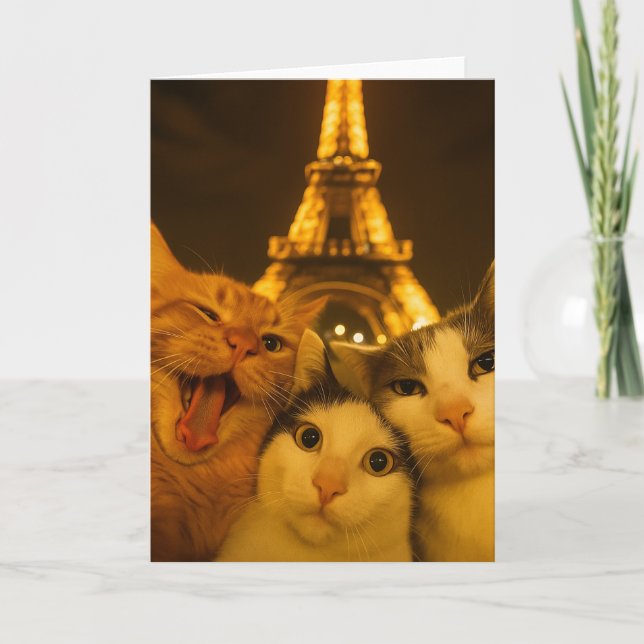 Paris Night Cat Selfie Squad Lover                 Karte (Vorderseite)