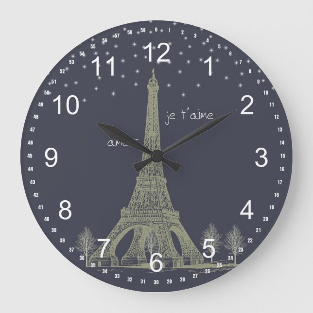 Paris Night Große Wanduhr (Vorderseite)